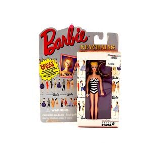 Vintage Mattel 1995 Barbie Keychain Original Blonde Basic Fun NEW in Package NOS